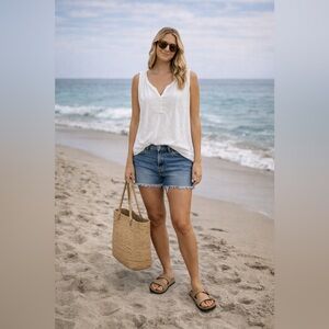 GAP White Sleeveless Boho Top